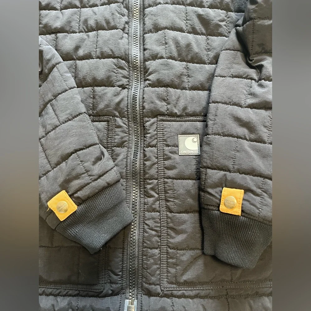 Carhartt Quilted XL Bomber Jacket Mens Large Black Puffer Zip Pockets Liner Only - Picture 7 of 15